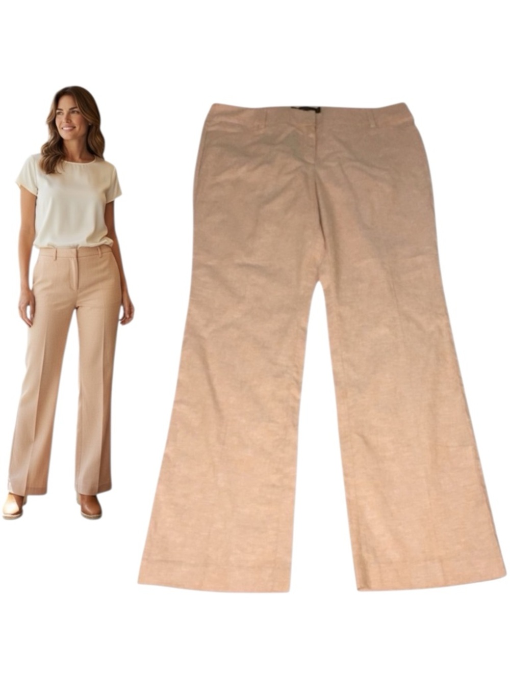 NWT New York & Co Linen Blend Orange/White Pants NY&Co - Women’s 14